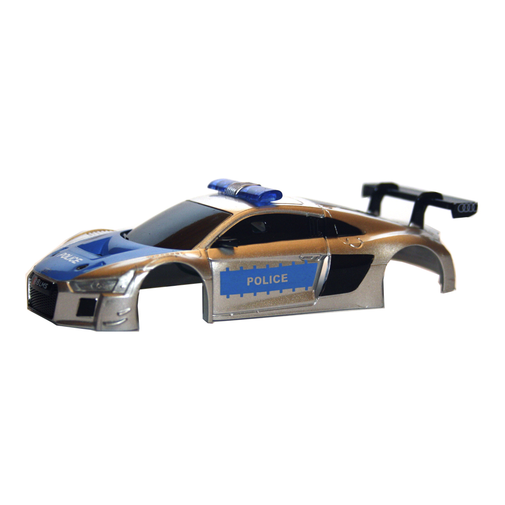 Bild 1 von Ersatzkarosserie für AGM Top Racer Slotcar - Audi Quattro R8 LMS - Police Car Silber/Blau